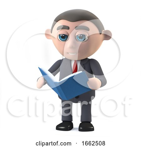 3d Businessman Reads a Book by Steve Young