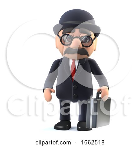 3d Bowler Hatted British Businessman with Briefcase by Steve Young