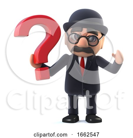 3d Bowler Hatted British Businessman Has a Question by Steve Young