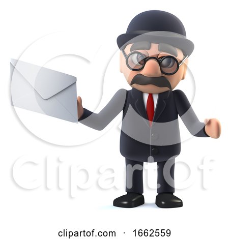 3d Bowler Hatted British Businessman Has Mail by Steve Young
