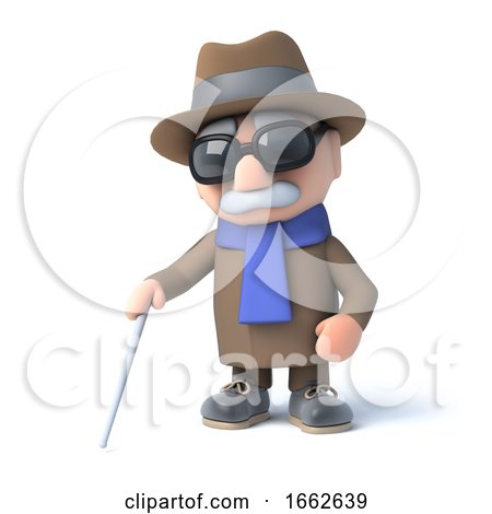 3d Blind Man Walking with a Cane by Steve Young
