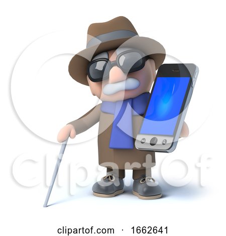 3d Blind Man Holding a Smartphone by Steve Young