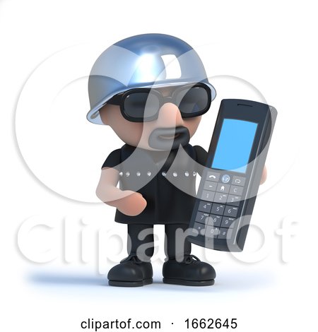 3d Biker Chats on a Mobile Phone by Steve Young