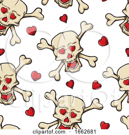 Skull and Crossbones with Hearts Pattern by Any Vector