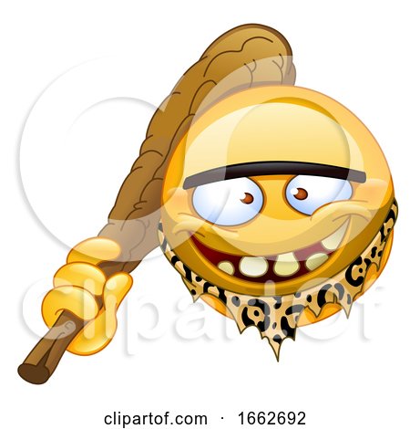 Yellow Smiley Emoji Emoticon Caveman Holding a Club by yayayoyo