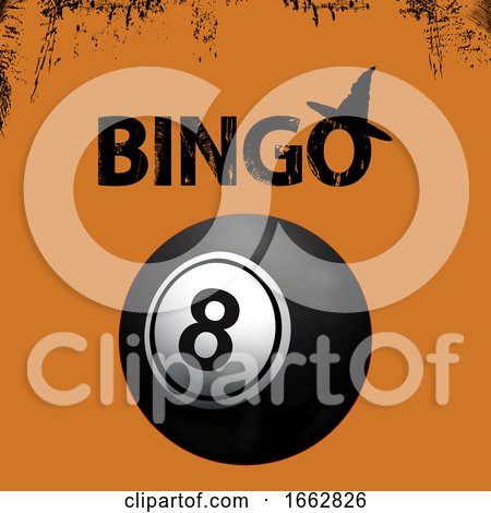 Bingo Halloween Grunge Background and Black Ball by elaineitalia