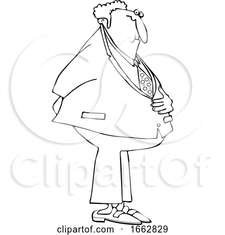 Cartoon Black and White Businessman Holding His Stomach and Butt by djart