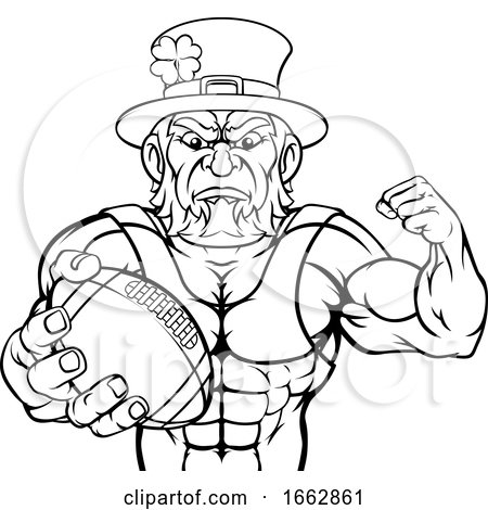 Leprechaun Holding Football Ball Sports Mascot by AtStockIllustration