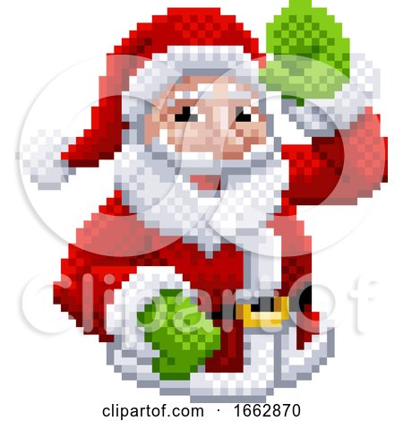 Santa Claus 8 Bit Video Game Pixel Art Style by AtStockIllustration