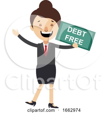 Woman with Debt Free Sign by Morphart Creations