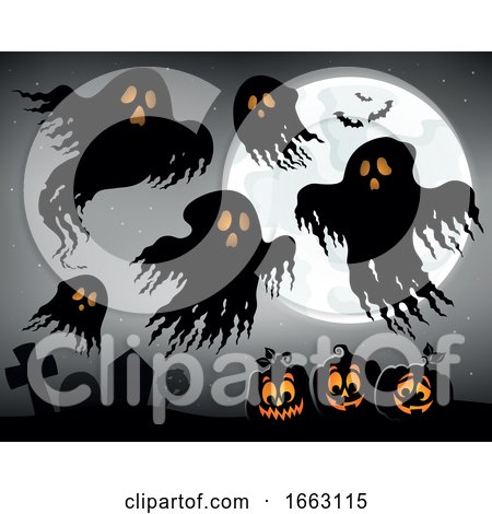 Halloween Ghosts in a Cemetery by visekart