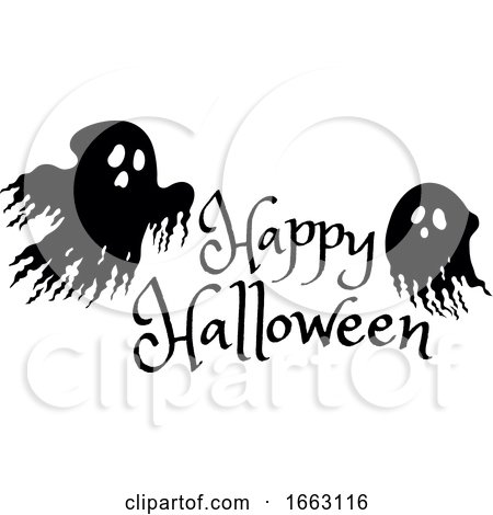 Happy Halloween Greeting and Ghosts by visekart