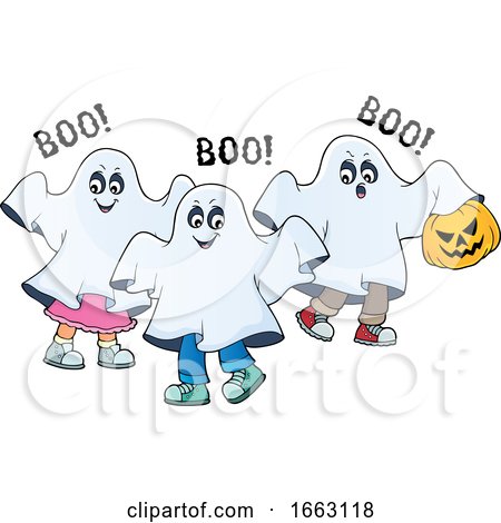 Kids in Halloween Ghost Costumes by visekart