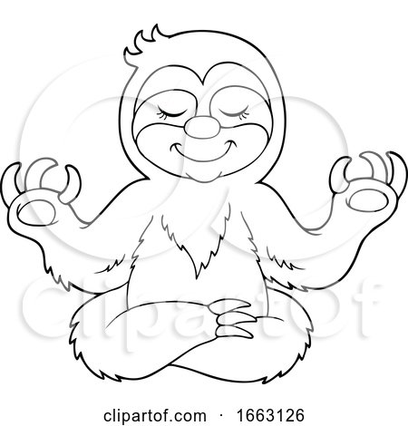 Black and White Meditating Sloth by visekart