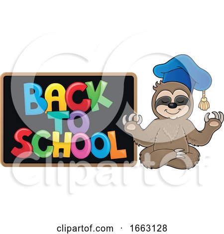 Meditating Professor Sloth by a Chalkboard by visekart