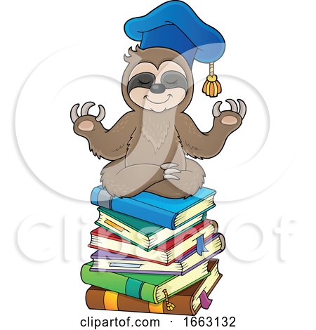 Meditating Professor Sloth on a Stack of Books by visekart