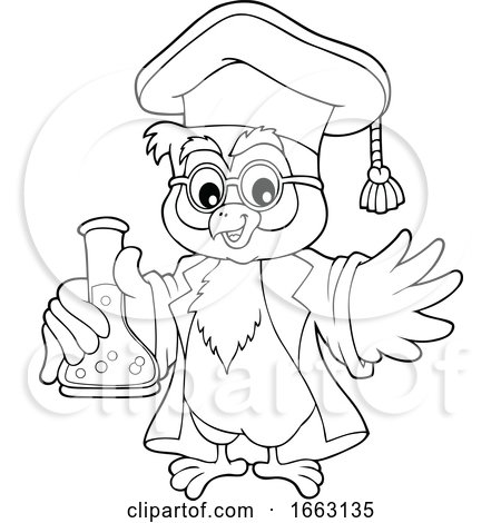Professor Owl Holding a Science Flask by visekart
