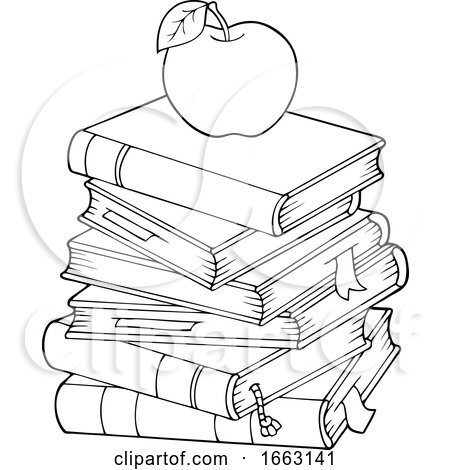 Black and White Apple on Books by visekart