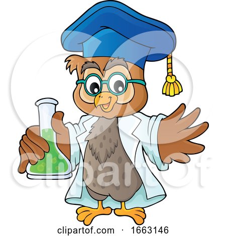Professor Owl Holding a Science Flask by visekart
