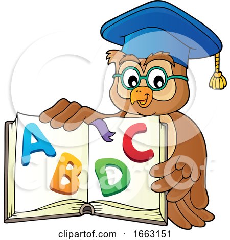 Professor Owl Holding an Alphabet Book by visekart