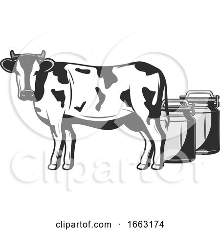 Dairy Cow and Milk Containers by Vector Tradition SM