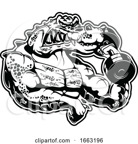 Black and White Muscular Alligator Working out by Vector Tradition SM