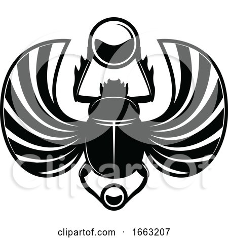 Black and White Egyptian Scarab Beetle by Vector Tradition SM