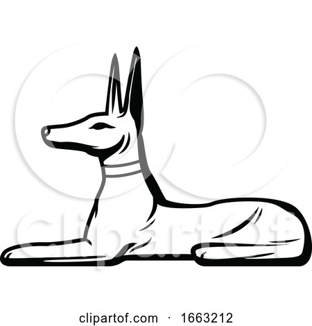 Black and White Egyptian Anubis by Vector Tradition SM