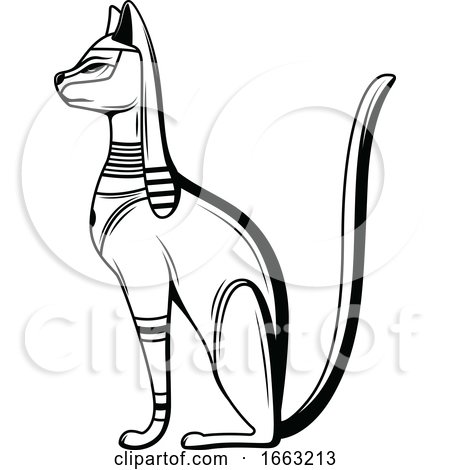Black and White Egyptian Bastet by Vector Tradition SM