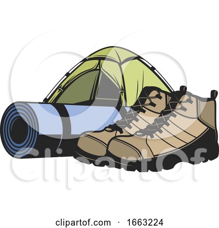 Camping Tent Mat and Boots by Vector Tradition SM