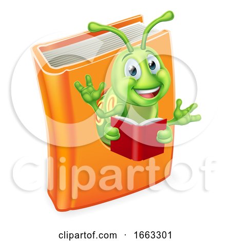 Caterpillar Bookworm Worm in Book Reading by AtStockIllustration