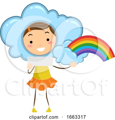 Kid Girl Weather Rainbow Illustration by BNP Design Studio