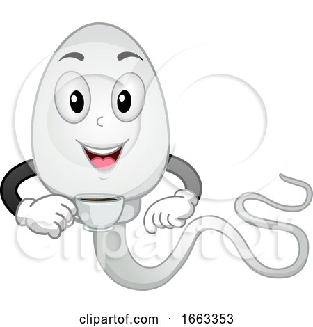 Mascot Sperm Drink Coffee Illustration by BNP Design Studio