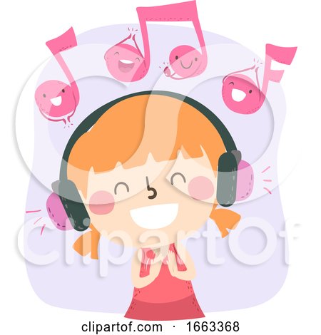 Kid Girl Listen Music Respond Clap Illustration by BNP Design Studio