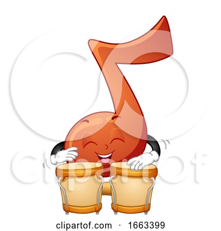 Music Note Mascot Play Bongos Illustration by BNP Design Studio
