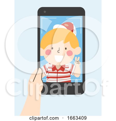 Kid Boy Selfie Phone Illustration by BNP Design Studio