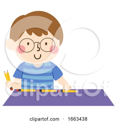 Kid Boy Measure Table Pencil Illustration by BNP Design Studio