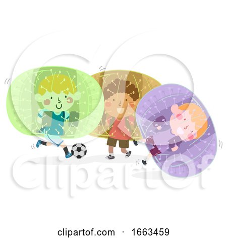 Kids Boy Group Play Bubble Football Illustration by BNP Design Studio