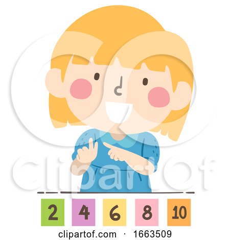 Kid Girl Count by Twos Illustration by BNP Design Studio