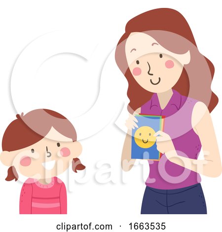 Kid Girl Mom Guess Feeling Flashcards Illustration by BNP Design Studio