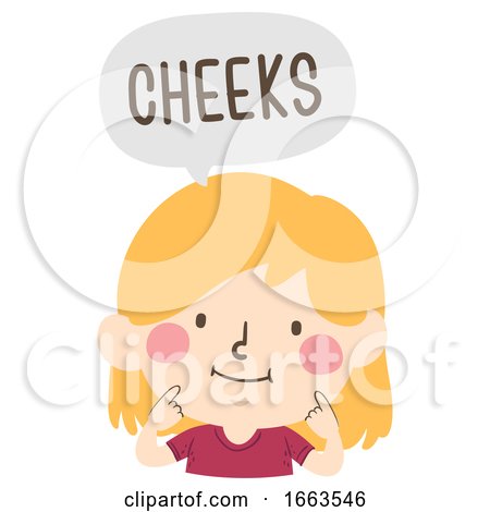 Kid Girl Naming Body Parts Cheeks Illustration by BNP Design Studio