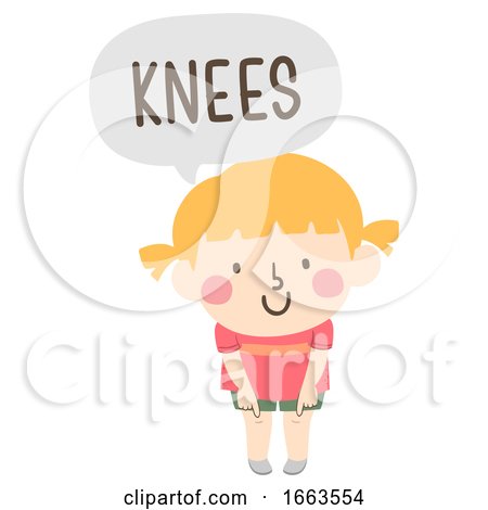 Kid Girl Naming Body Parts Knees Illustration by BNP Design Studio