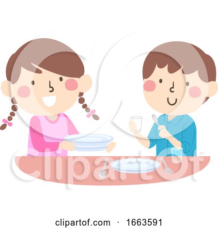 Kids Household Chores Set Table Illustration by BNP Design Studio