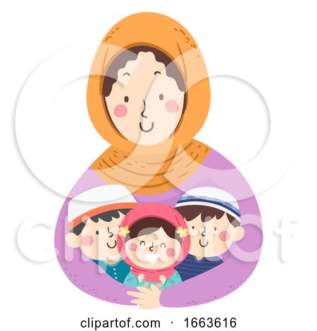 Kids Mom Muslim Hug Kids Illustration by BNP Design Studio