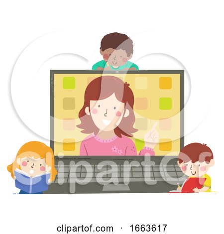 Kids Teacher Laptop Activity Illustration by BNP Design Studio