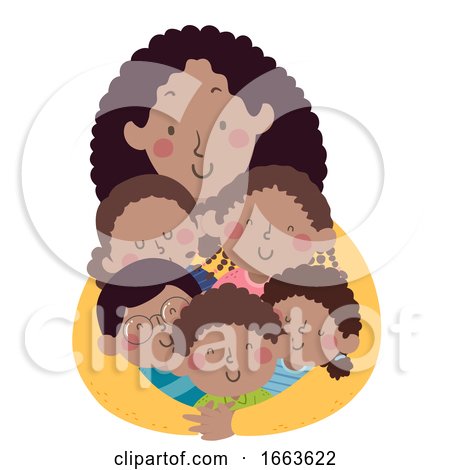 Kids African Teacher Hug Illustration by BNP Design Studio