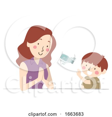 Kid Boy Mother Bottle Flip Illustration by BNP Design Studio
