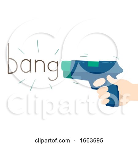 Hand Gun Onomatopoeia Sound Bang Illustration by BNP Design Studio