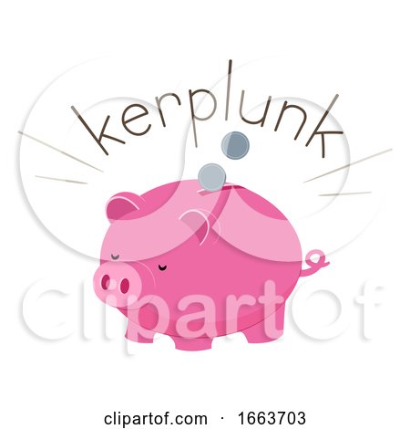 Piggy Bank Onomatopoeia Kerplunk Illustration by BNP Design Studio