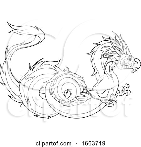Black and White Curly Dragon by Pushkin